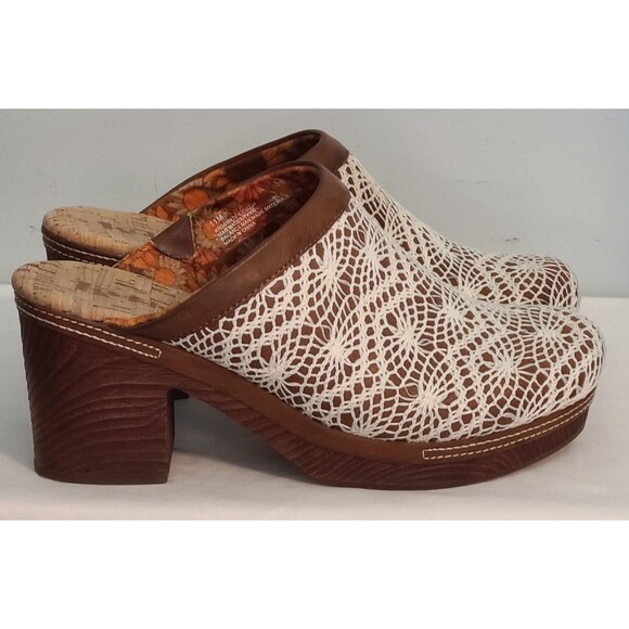 Korks By Kort Ease Nora Slip On Crochet Lace Detail Clog Mule Womens 11M 3" Heel - Picture 3 of 12